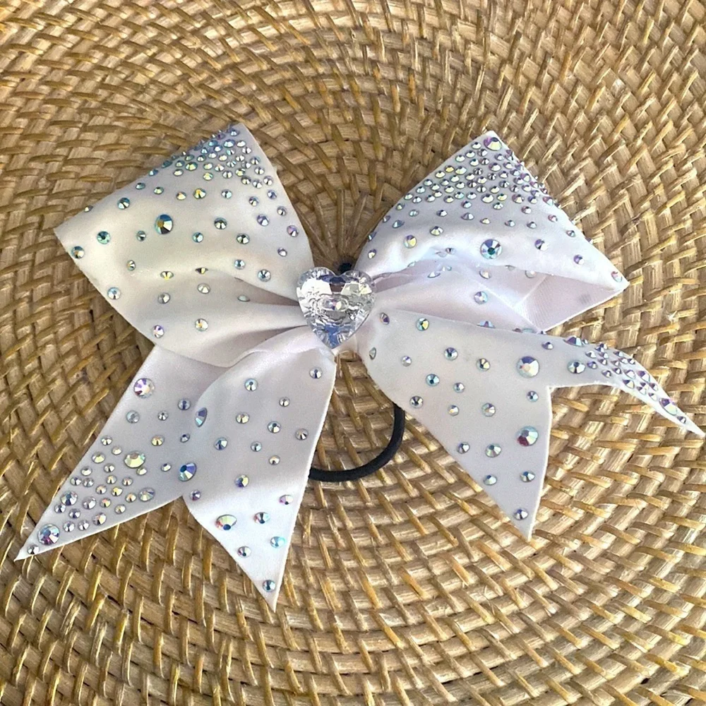 Girl’s Set of 4 Black, White, Orange and Pink Sequined Cheerleading Bows